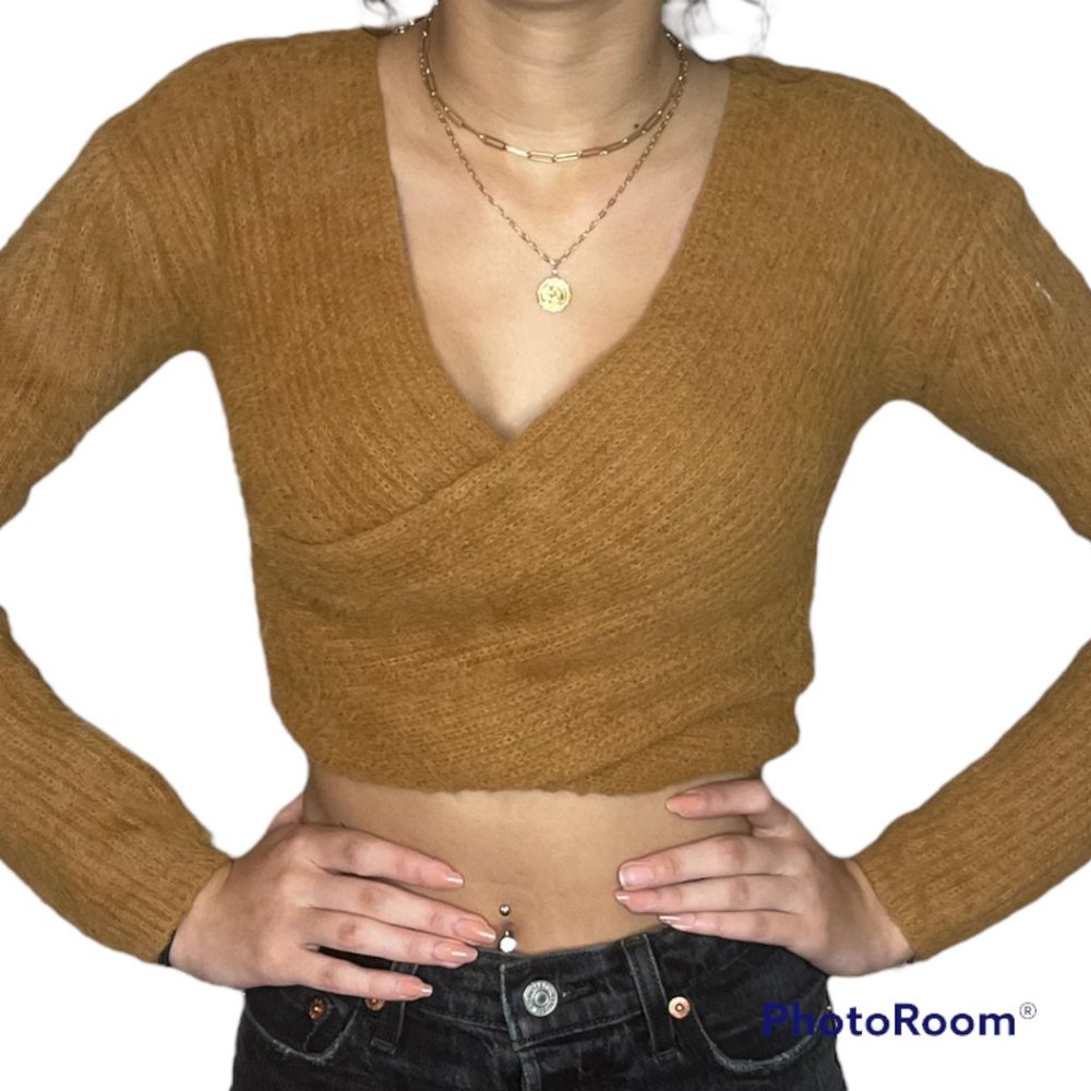 Crop wrap sweater